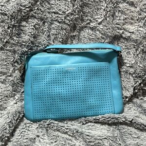 Coach Aqua Perforated Leather Wristlet